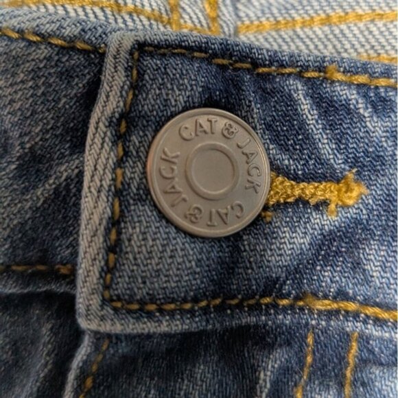 Cat & Jack Floral Lace Denim Shorts Girls Size 8 Distressed Frayed Adjustable - Picture 7 of 8